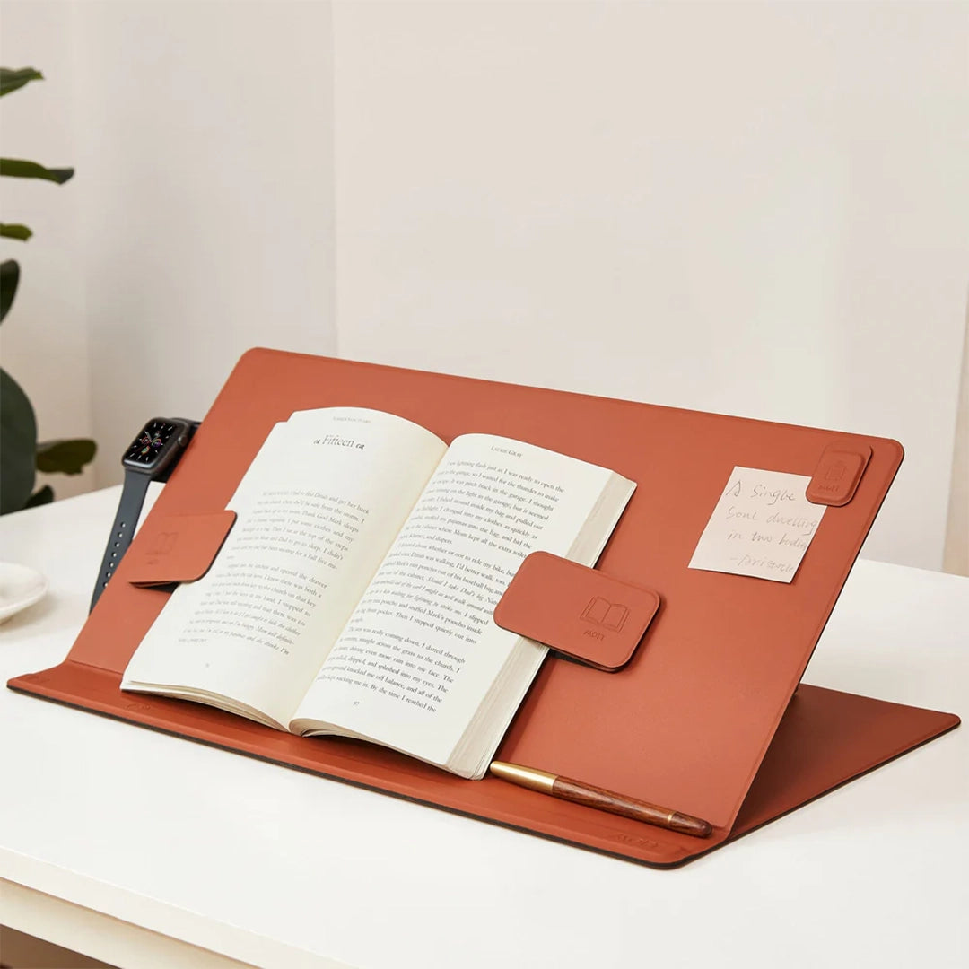Yntra MOFT Multi Functional desk mat - book holder brown variant